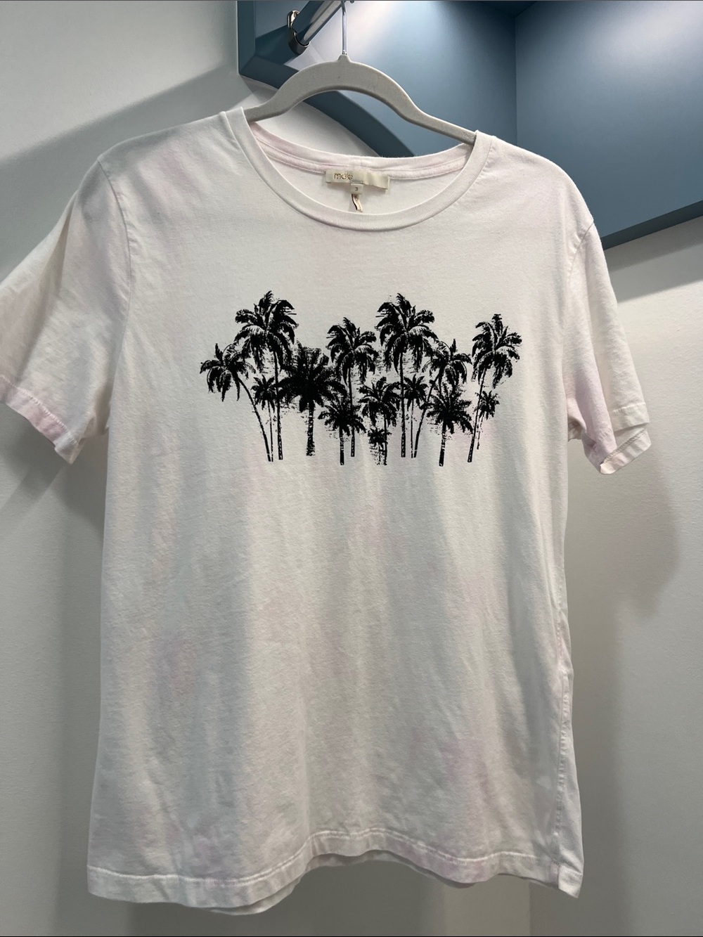 Maje White Tee with Gold Logo Trim